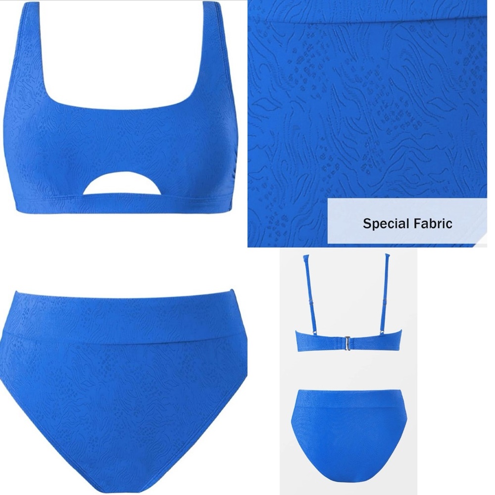 NWYTBikini Set for Women Two Piece Bathing Suits High Waisted Square Neck Cutout - Picture 4 of 17